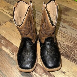 Black and tan little boy roper cowboy boots size 8